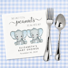 Babyskor för Cute Elephant Twin Boys Baby Shower Pappersservett
