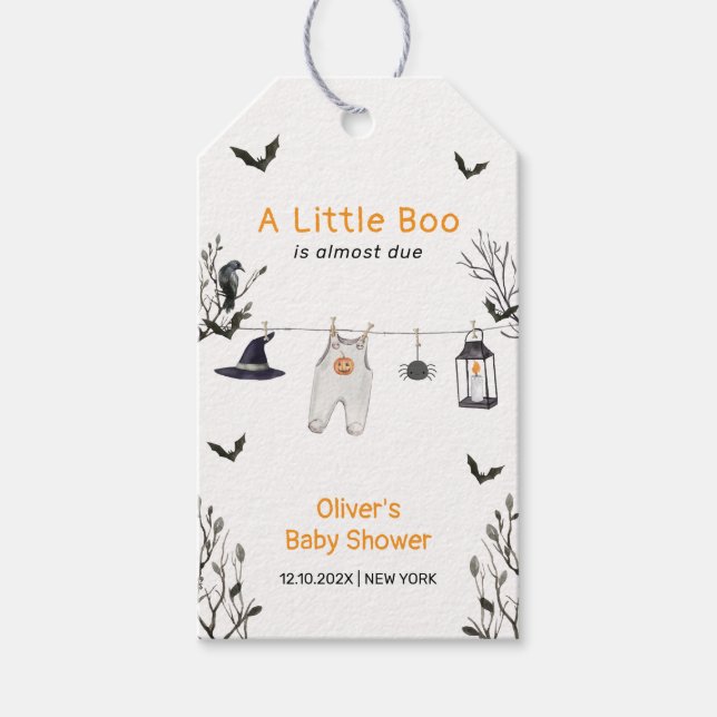 Babyskor för Cute Little Boo Clothesline Baby Show Presentetikett (Framsidan)