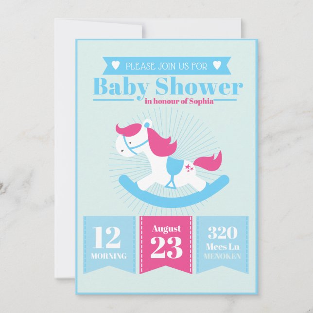 Babyskor för Cute Rocking Horse Inbjudningar (Framsida)