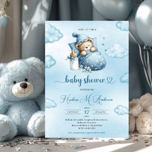 Babyskor för Cute sover nalle Inbjudningar