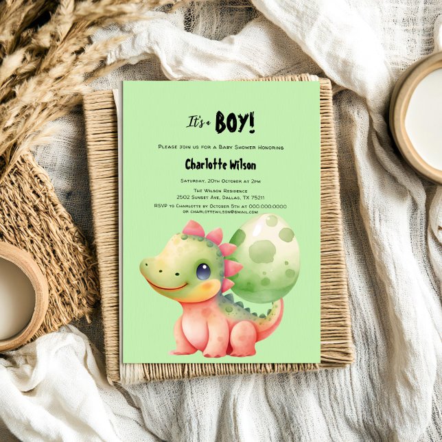 Babyskor för Cute Watercolor Baby Dinosaur Inbjudningar (Skapare uppladdad)