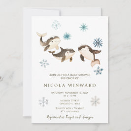 Babyskor för Cute Winter-arktiska val Inbjudningar