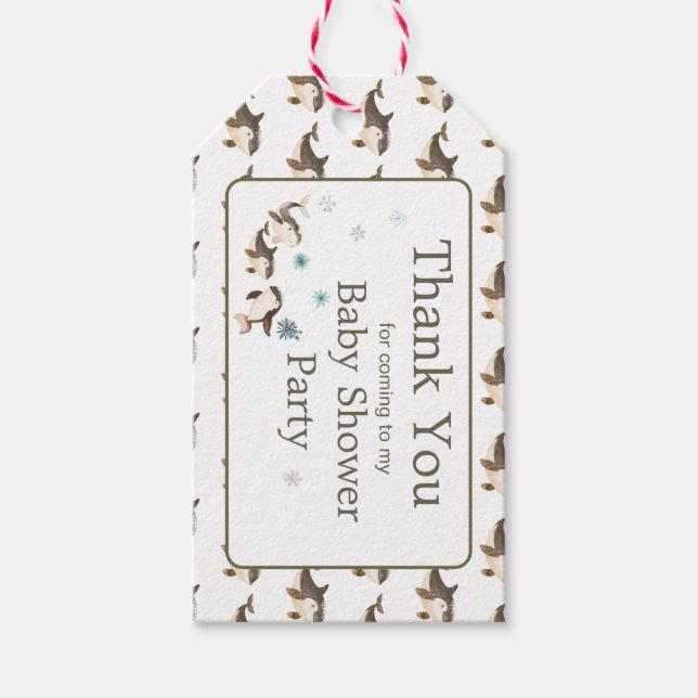 Babyskor för Cute Winter-arktiska val Presentetikett (Framsidan)