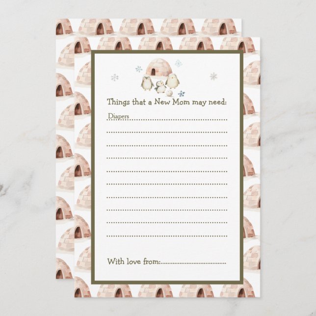 Babyskor för Cute Winter Penguins Baby Shower Inbjudningar (Fram/baksida)