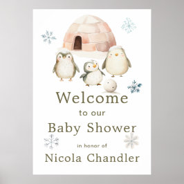 Babyskor för Cute Winter Penguins Baby Shower Poster