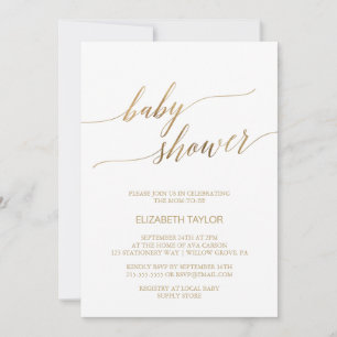 Babyskor för elegant Guld Calligraphy Inbjudningar