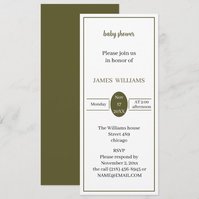 Babyskor för enkel Grönt Anpassningsbar Inbjudningar (Fram/baksida)