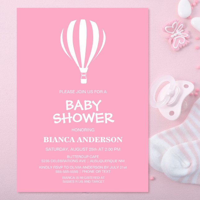Babyskor för enkel Rosa Luftballong  Inbjudningar (Skapare uppladdad)