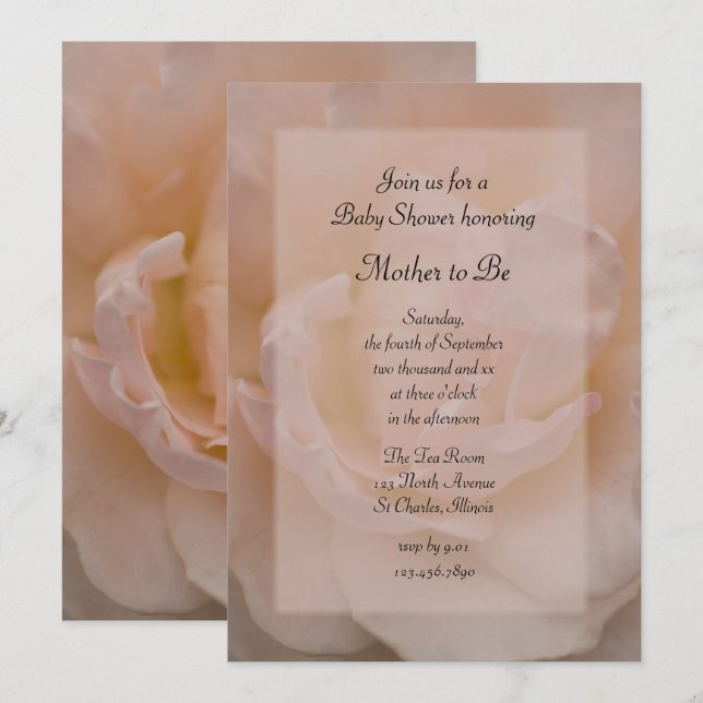 Babyskor för finare Rosa ros Inbjudningar (Fram/baksida)