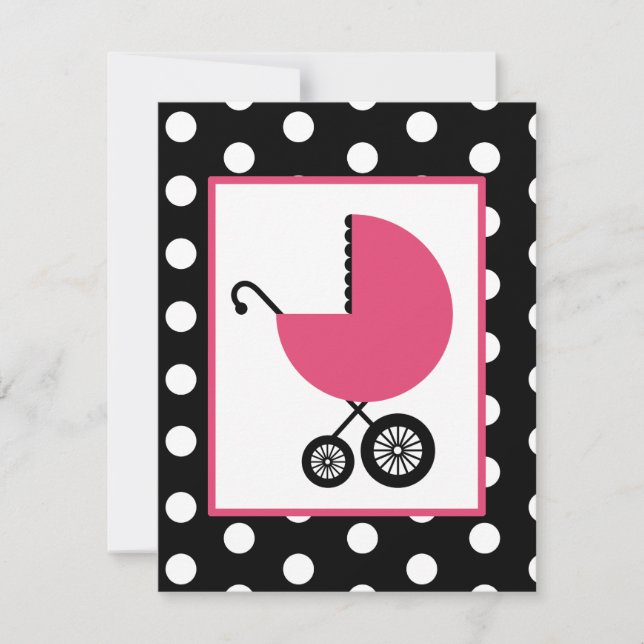 Babyskor för flickor - Rosa och Polka dots Inbjudningar (Framsida)