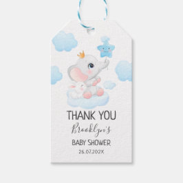 Babyskor för Fly Elephant Blue Balloon Presentetikett