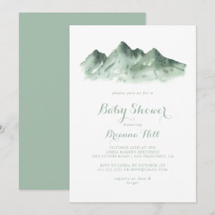 Babyskor för grönt Land Calligraphy Mountain Inbjudningar