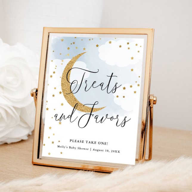 Babyskor för Guld Måne, blå , Bord Poster (Skapare uppladdad)