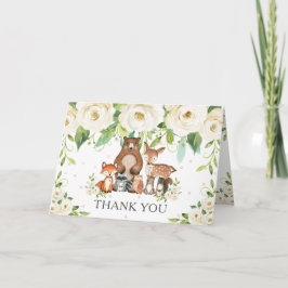 Babyskor för ivorivit Blommigt Woodland Animals Tack Kort