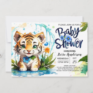Babyskor för jungle Vibes Blue Tiger Theme Inbjudningar