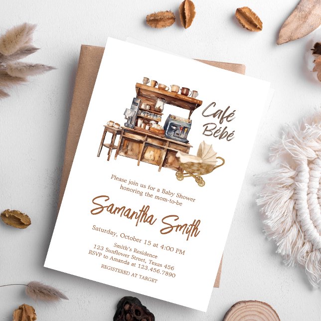 Babyskor för kafékaffe inbjudningar (Coffee Baby Shower invitation)