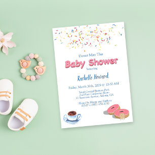 Babyskor för kaffe och Donut Sprinkles Inbjudningar