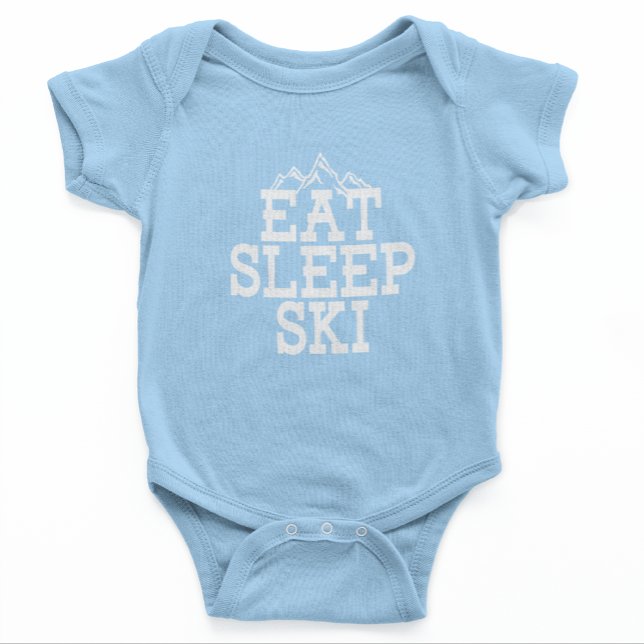 Babyskor för könsceller för könsceller t shirt (Eat Sleep Ski Light Blue Baby Bodysuit)
