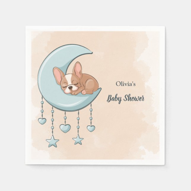 Babyskor för kute Fransk, uppy, blå Måne Pappersservett (Framsidan)