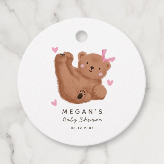 Babyskor för kute Rosa Bear Gåvor Etiketter (Framsida)