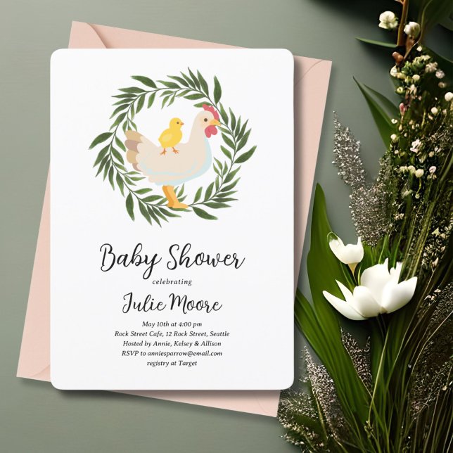 Babyskor för lantbruks-Chick Inbjudningar (Skapare uppladdad)