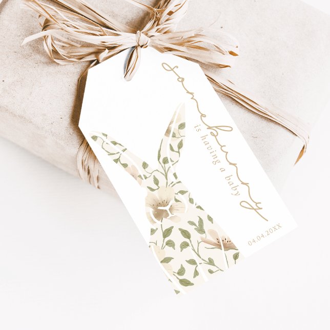 Babyskor för lite Vår Påsk Blommigt  Presentetikett (Skapare uppladdad)