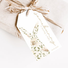 Babyskor för lite Vår Påsk Blommigt  Presentetikett