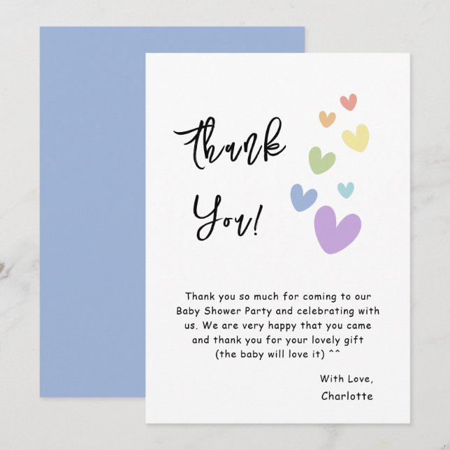 Babyskor för ljus och färgämnen tack kort (Fram/baksida)