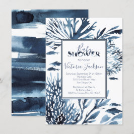 Babyskor för marin blått och vitt korallrev inbjudningar