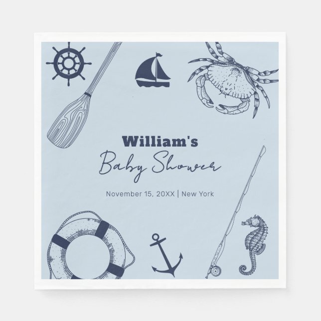 Babyskor för marinblå modern Elegant Pappersservett (Framsidan)