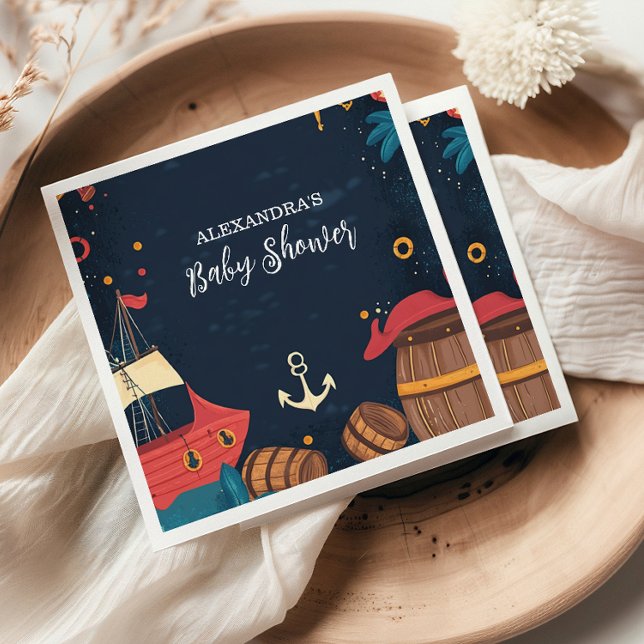 Babyskor för marinblå nautisk Pirat Pappersservett (Skapare uppladdad)