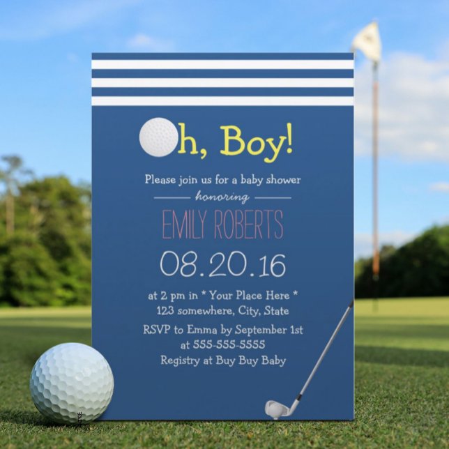 Babyskor för marint blått Rand Golf Boy Inbjudningar (Skapare uppladdad)