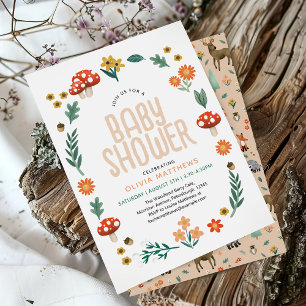 Babyskor för matskog för cute och Rustic Girls Inbjudningar