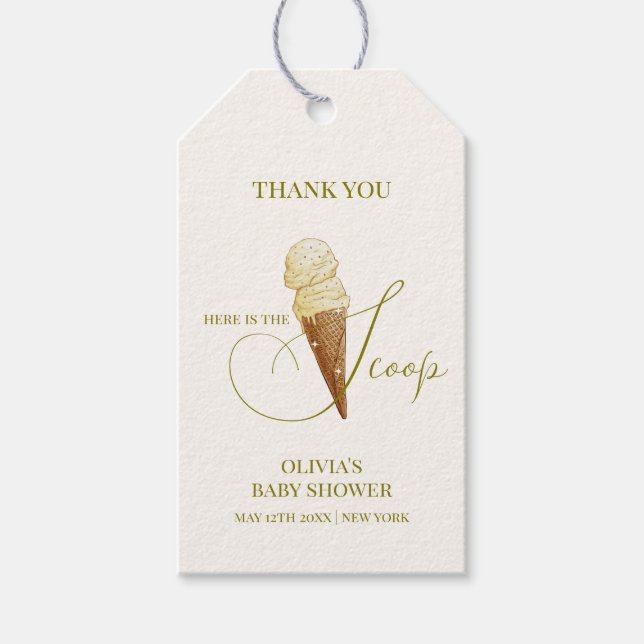 Babyskor för modern Elegant Scoop Ice Cream Presentetikett (Framsidan)