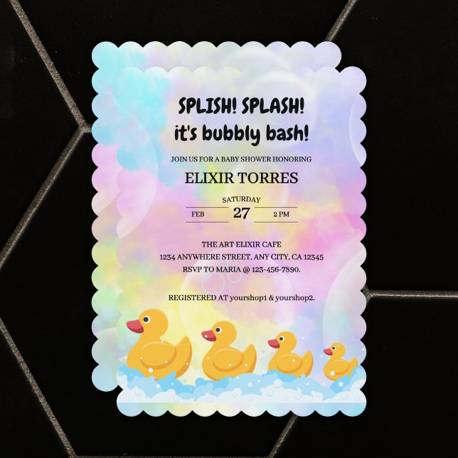 Babyskor för modern färgämnet Rubber Duckies Inbjudningar (Skapare uppladdad)