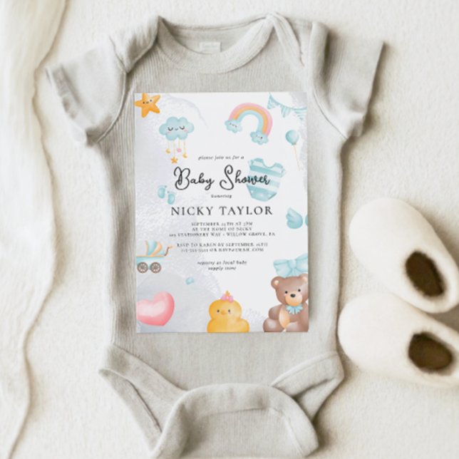 Babyskor för Nalle av ljus Inbjudningar (Skapare uppladdad)