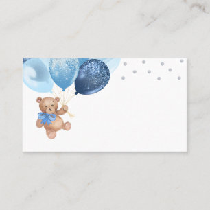 Babyskor för nalle Blue Silver Ballonger Placeringskort