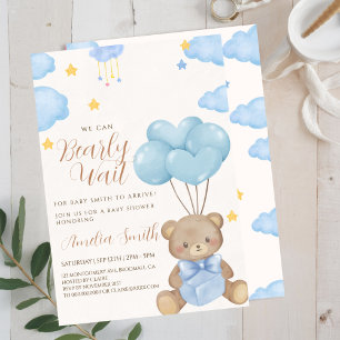 Babyskor för nalle Blue Tan Bubblare Inbjudningar