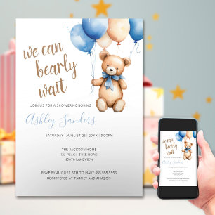 Babyskor för nalle Blue Tan Bubblare Inbjudningar