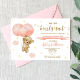 Babyskor för nalle och Rosa Inbjudningar