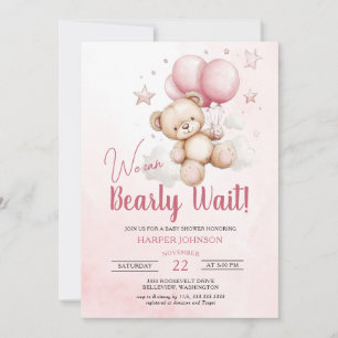 Babyskor för nalle Rosa Bubblor Inbjudningar