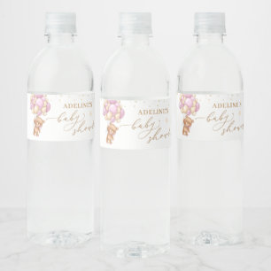 Babyskor för nalle Rosa Bubblor Vattenflaska Etikett