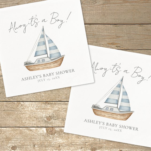 Babyskor för Nautisk oceanen Pappersservett (Nautical Ocean Boy Baby Shower Napkins)