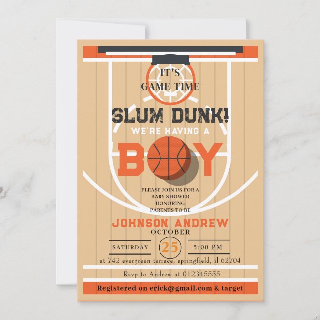 Babyskor för personlig slumbunk-basket inbjudningar (Framsida)