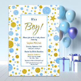 Babyskor för pojke Blue Confetti Inbjudningar