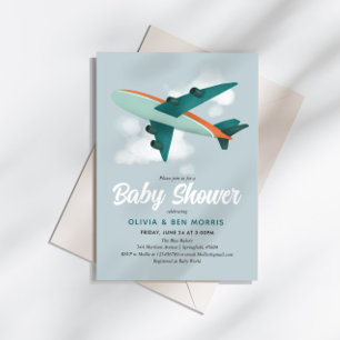 Babyskor för pojke Cute Blue Airplane Travel Baby  Inbjudningar