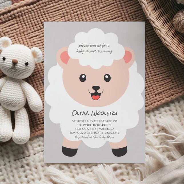 Babyskor för Polka dots i Cute Little Lamb Inbjudningar (Skapare uppladdad)