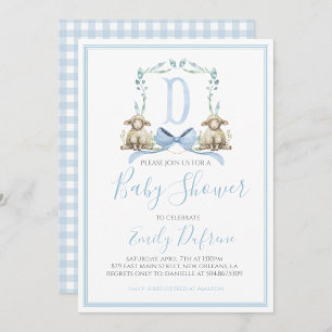 Babyskor för Preppy Southern Blue Boy Lamb Inbjudningar