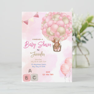 Babyskor för rosa ballonger inbjudningar