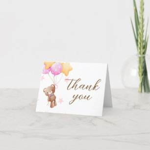 Babyskor för rosa Bear Balloon Tack Kort